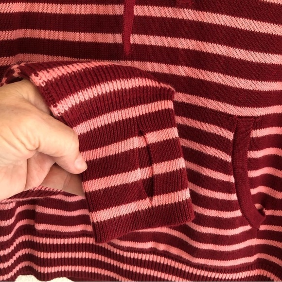 Style & Co Striped Hoodie Sweater Thumb Holes Small - Picture 7 of 9
